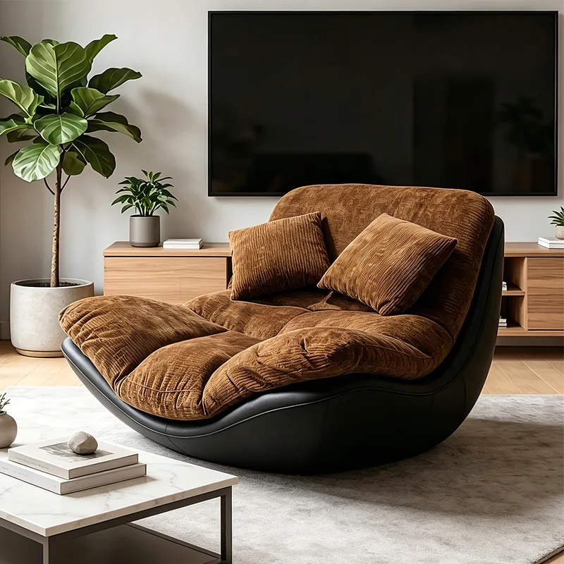 Italian minimalist single lazy sofa recliner home retro high-end designer reclining and sleeping leisure chair