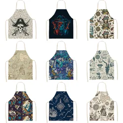 Abstract Character Avatar Skull Pattern Print Apron Woman Man Adult Child Bib Home Cooking Bakery Clean Apron Kitchen Accessorie