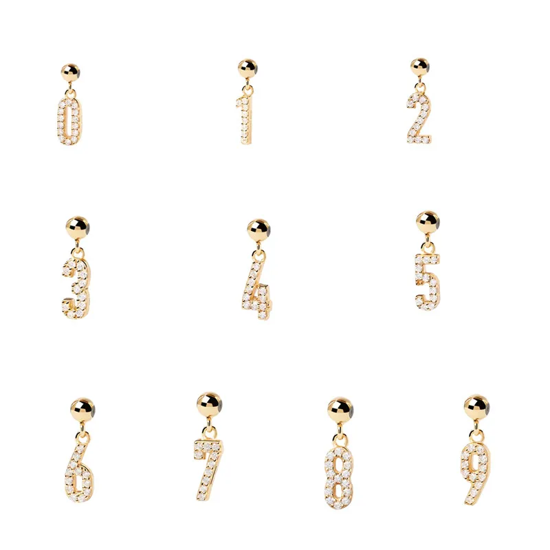 Número de España dígitos 0 a 9 DangleFits originales 925 pulseras con dijes joyería de plata esterlina mujer DIY moda cuentas para el día de la madre