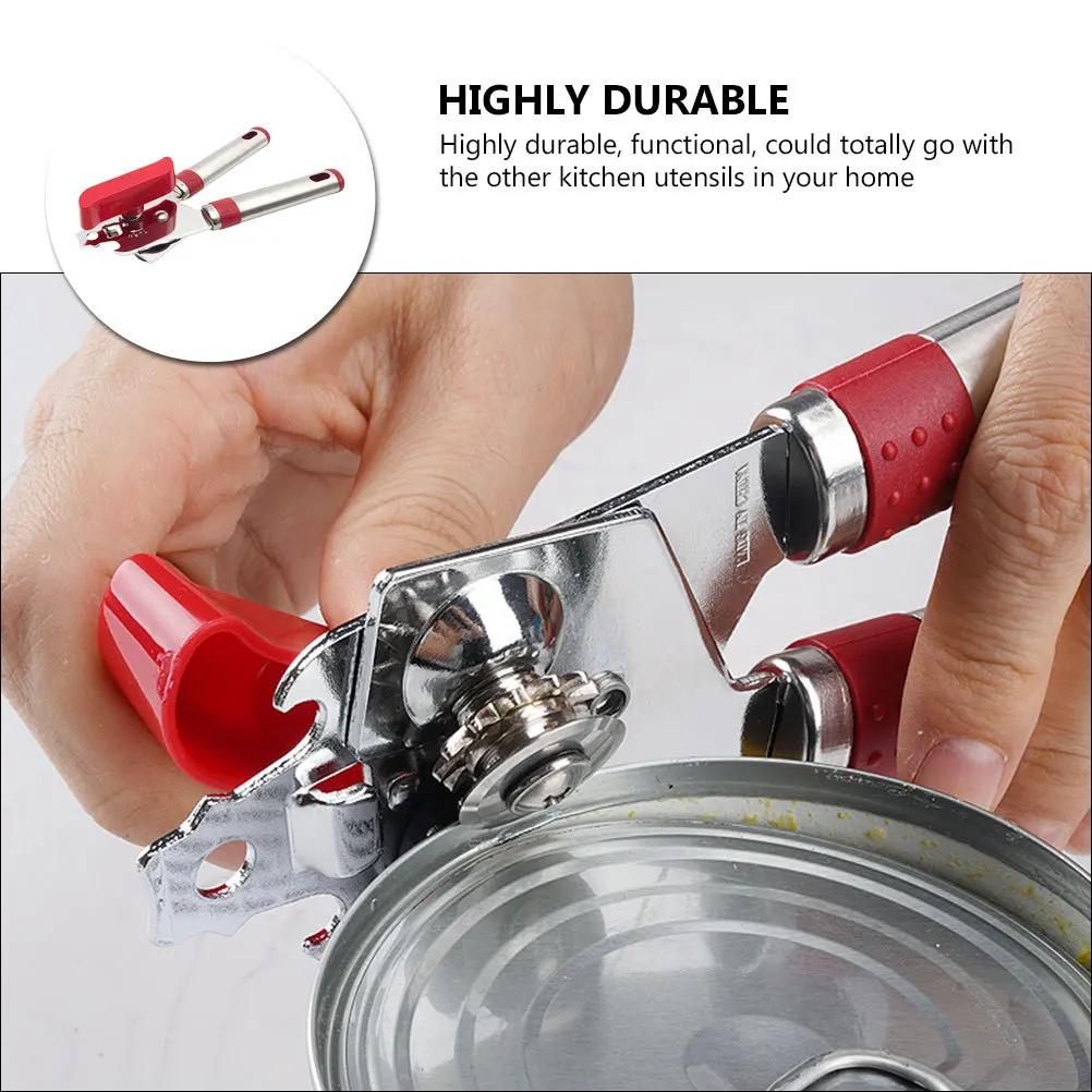 

1pc Can Opener Stainless Steel Cutter Ergonomic Handle Smooth Twist Manual Multi-Functional Kitchen Tool For Metal Cans Bottle