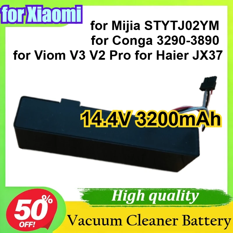 

Аккумулятор 14.4V 3200mAh для пылесосов Xiaomi Mijia STYTJ02YM, Conga 3290-3890, Viom V3 V2 Pro, Haier JX37