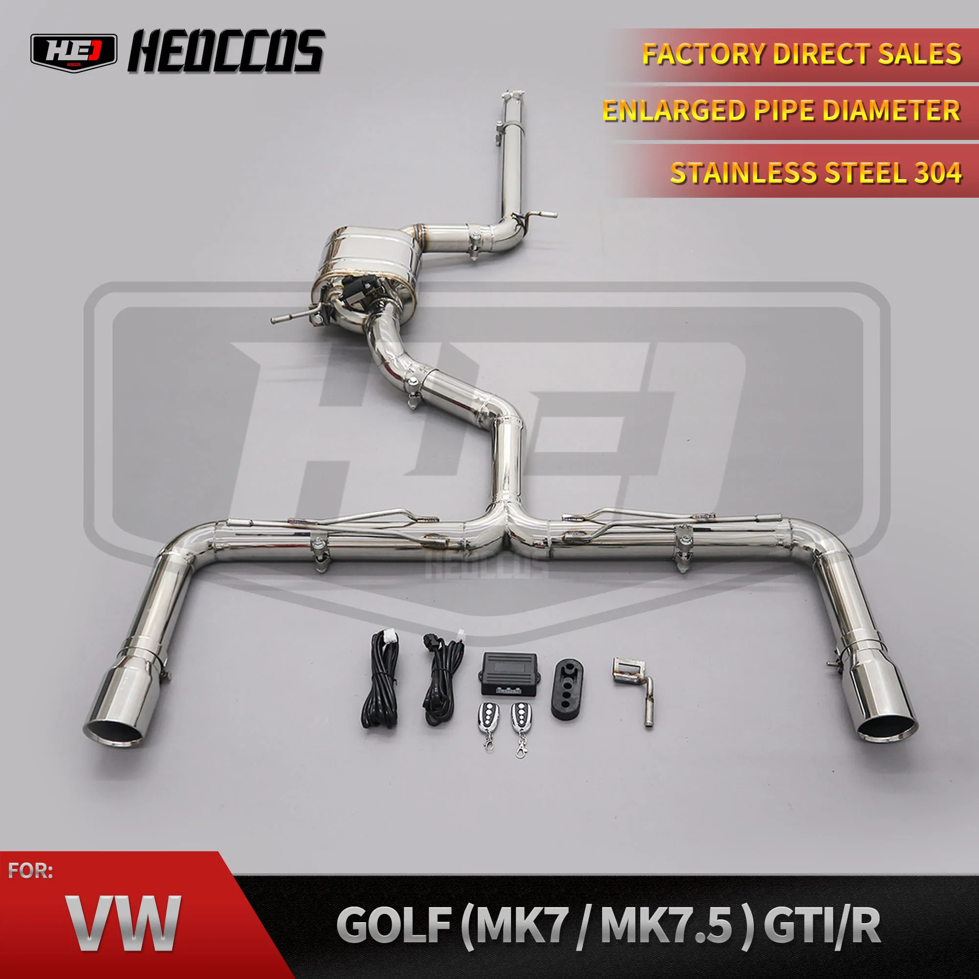 

HEO Performance SUS304 Valvetronic Exhaust Catback для VW Golf GTI MK7 MK7.5 2.0T Выхлоп с дистанционным управлением