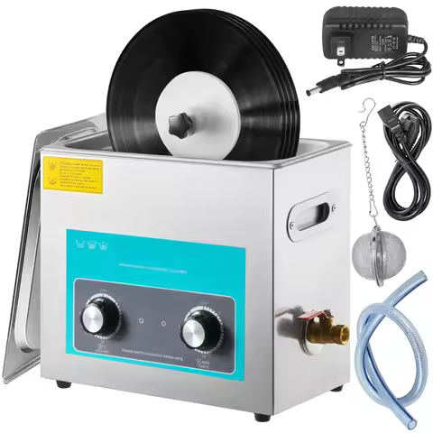 SIHAO 30-6L Ultrasonic Vinyl Record Cleaner 40kHz Vinyl Ultrasonic Cleaning Machine Knob Control 8 Records Vinyl Sonic Cleaner