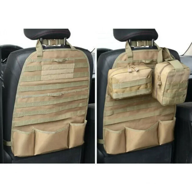 Molle tático organizador de assento de carro, bolsa de armazenamento, organizador traseiro de assento de carro, universal, auto-condução, caça, capa de assento, acessórios