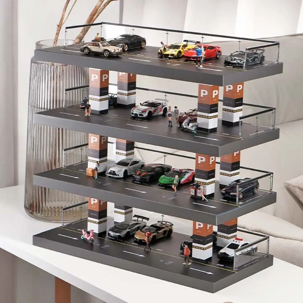 

1:64 Scale Parking Lot Model Four-storey Simulated Car Model Display Rack Desk Ornaments Acrylic Parking Lots Display Room Decor