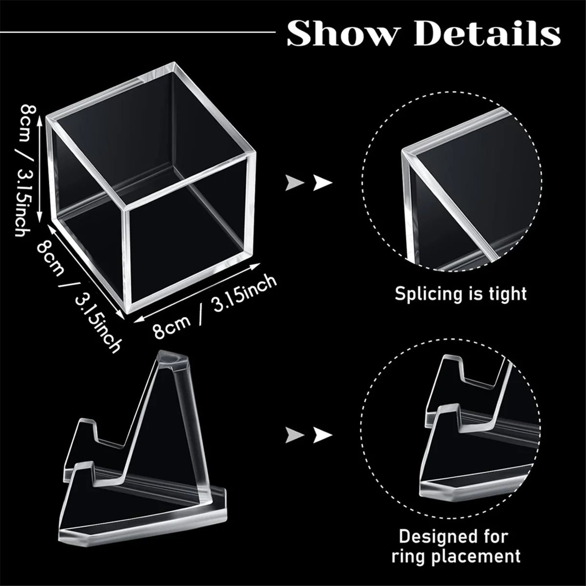 Championship Ring Display Case Clear Acrylic Display Case Mini Acrylic Easel Stands Challenge Coin Holder SQ