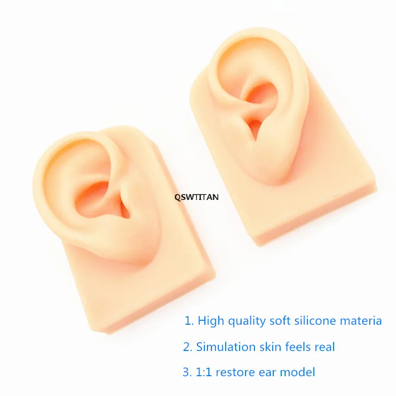 Silicone Ear Model Simulation skin ear model Acupuncture Study Practice Piercing Jewelry Earring Stud Display Ear Model Kit