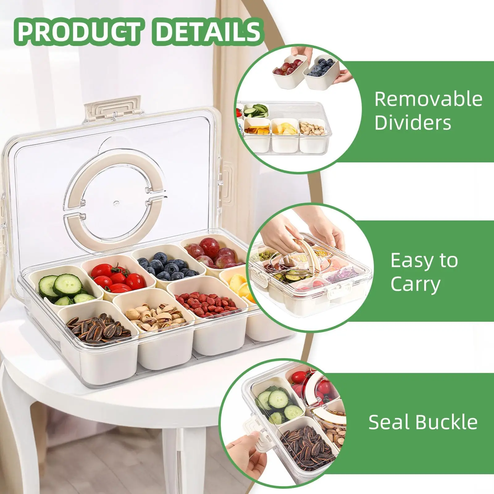 Separate Serving Trays With Lids And Handles Snack Containers Snack Boxes Snack Tray Vegetable Tray Deli Boxes Candy Organizer