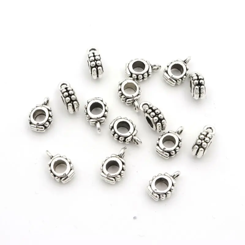 50pcs Tibeten Silver Big Hole European Bead Slide Connector Charm For Jewelry Making Finding DIY Accessories Wholesale Supply