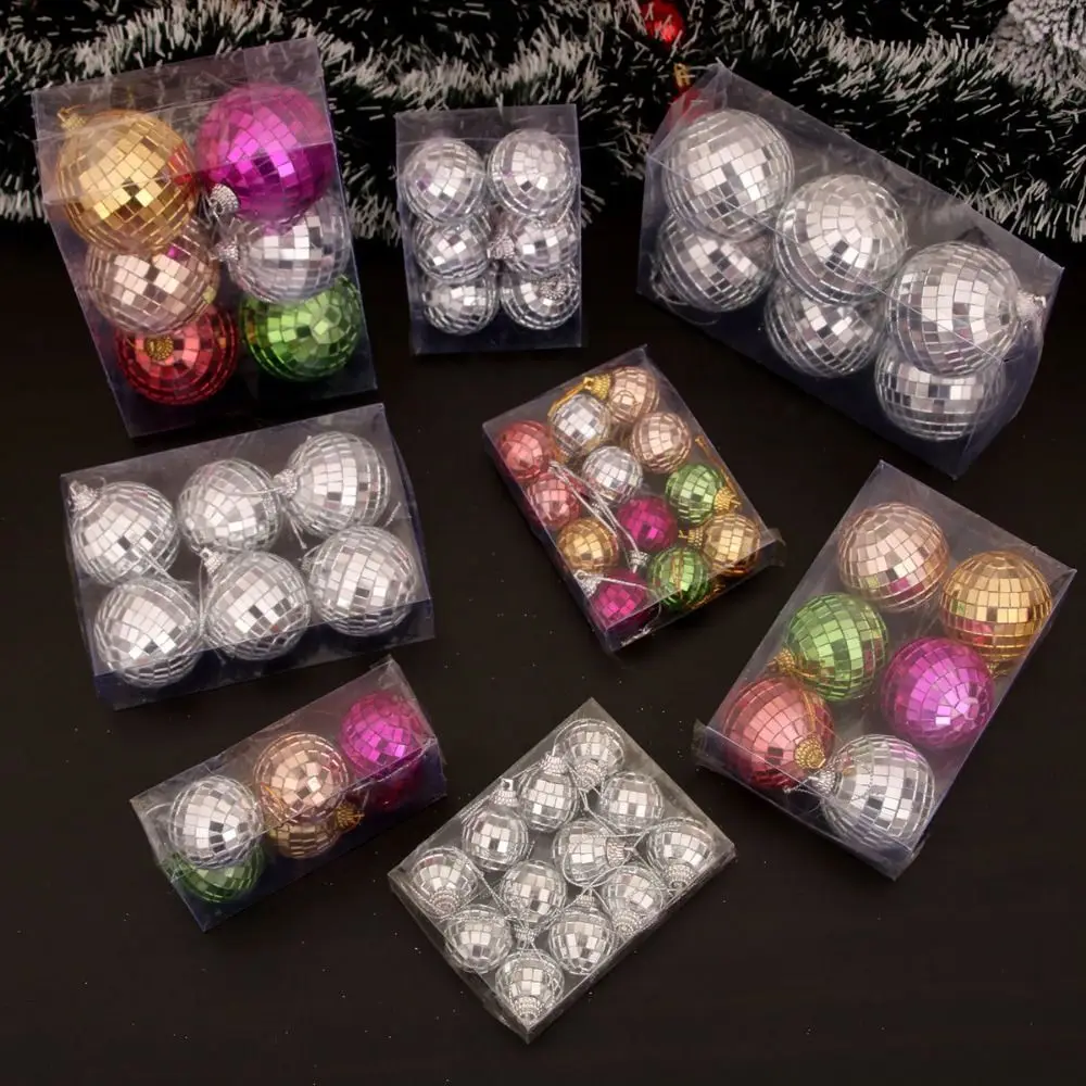 3cm/4cm/5cm/6cm Christmas Mirror Disco Balls Set Colorful Shatterproof Mini Disco Hanging Balls Elegant Glass Xmas Tree Pendent