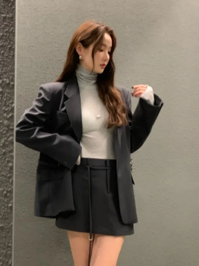 Abito casual allentato vintage autunnale chic Jaet gonna versatile a vita alta set da due pezzi comodo pendolarismo Sle Faion