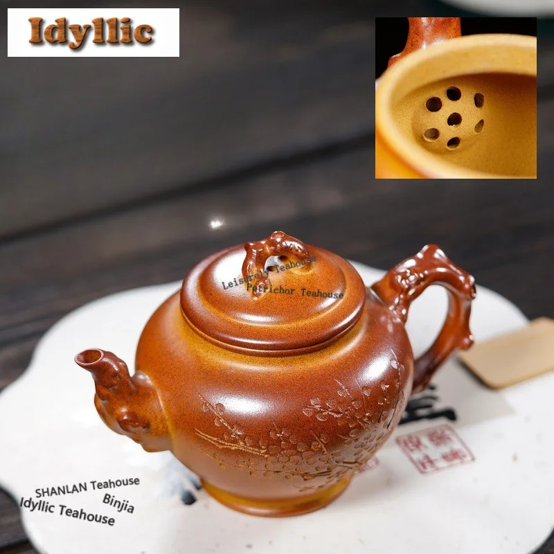 290ml Creative Yixing Purple Clay Teapot Handmade Plum Blossom Pot Raw Ore Wood-fired Porcelain Mud Kettle Chinese Zisha Tea Set