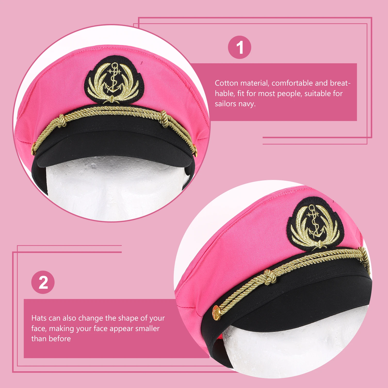 

Embroidered Navy Hat Cotton Sailor Hat For Boating Halloween Costume Captain Hats Women Men Sailing