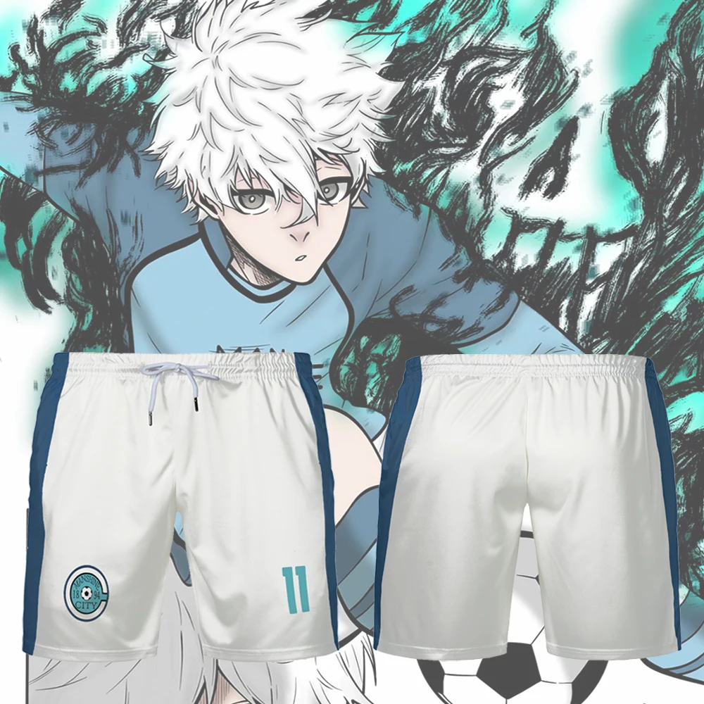 

Blue Lock Anime Manshine City Team Jersey NAGI ISAGI Youth Football Shorts Quick Dry Breathable Men's Sports Fitness Bottoms