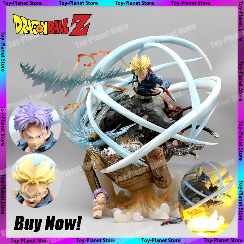 

[Hot New] Dragon Ball Z Figures GK Super Saiyan Ssj Trunks With Light Two Heads Shf Anime Action Figure Statue Model Gifts Toys