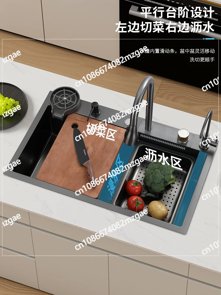 Stainless steel kitchen dishwasher, vegetable basin, handmade large single sink