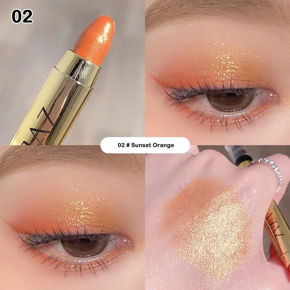 

New Double-Headed Eyeshadow Pen Waterproof Long Lasting Highlight Pearlescent High Pigmented Flashing Stick