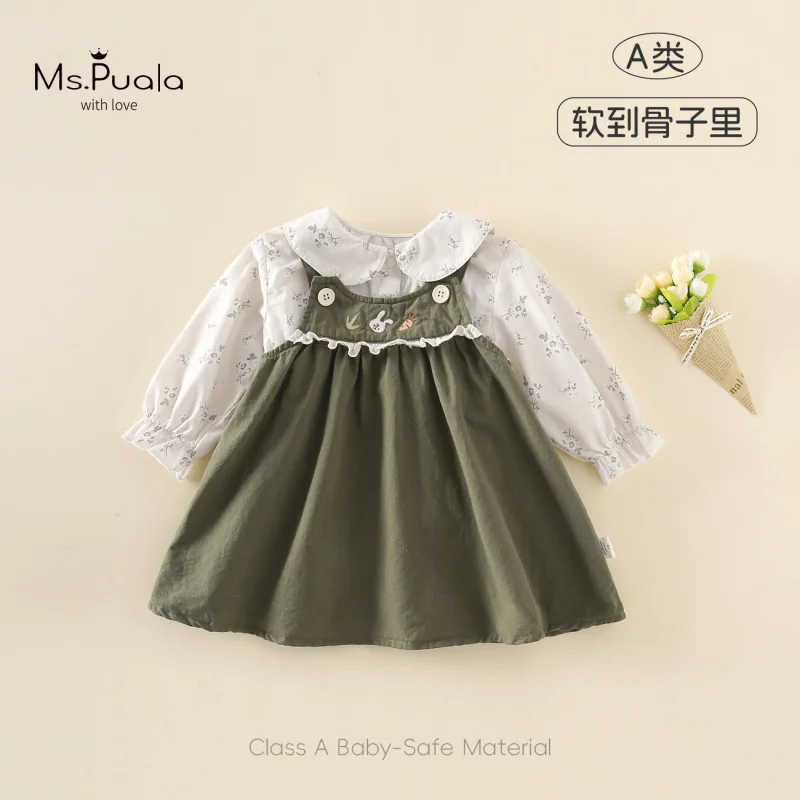 

Spring Collection New Spring Children's Clothing for Infants and ToddlersABaby girl skin-friendly dress set, soft and comfortabl