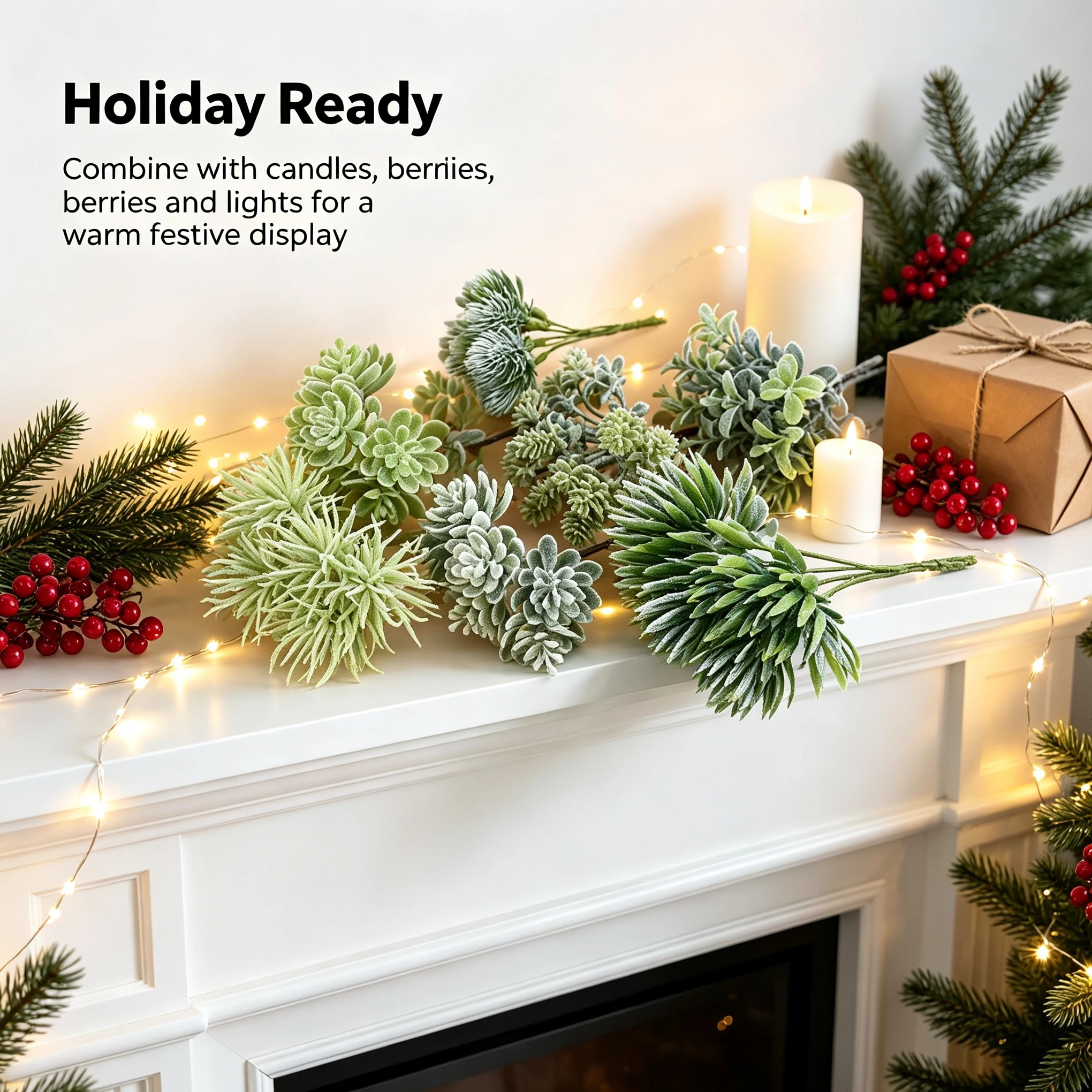 1/5pcs Artificial Plants Plastic Mini Green Branch Christmas Tree Fillers Outdoor Wedding Garden Home Table DIY Decoration Props