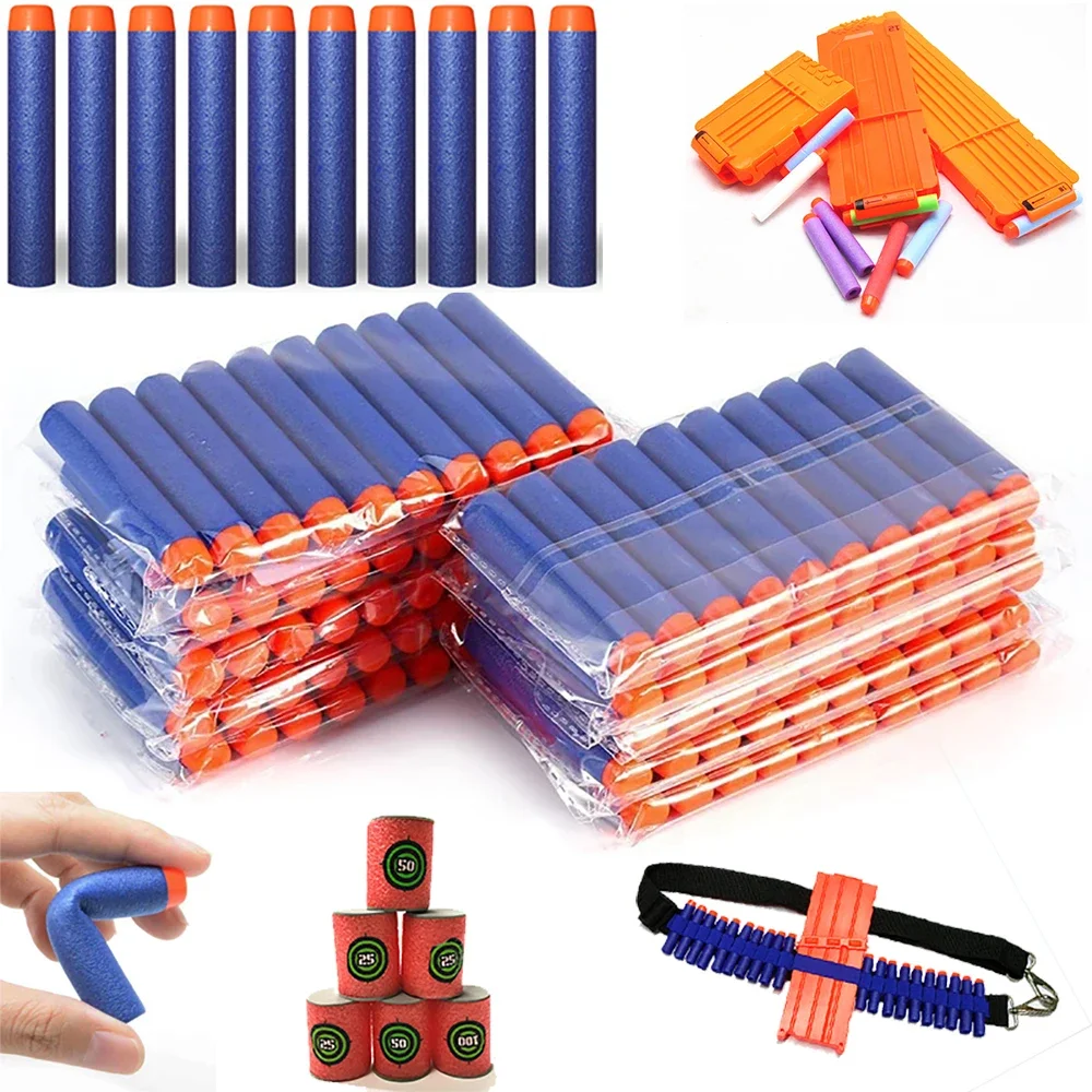 100/50 Uds 7,2 cm recambio dardos balas para Nerf n-strike Elite Series Blasters pistola bala suave pistolas de espuma accesorios juguete para niños
