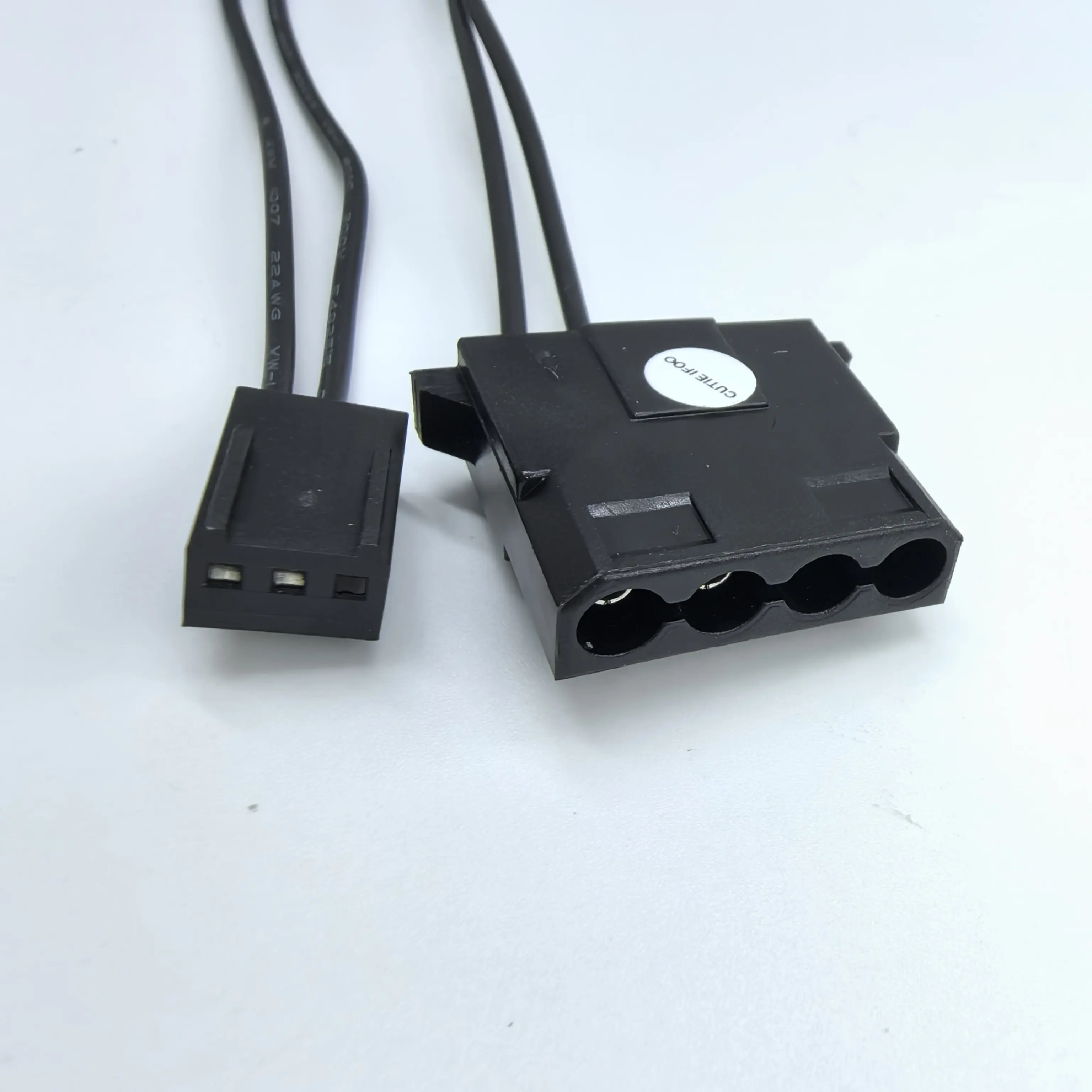 D-Type IDE 4Pin Female to 3Pin Male Cooling Fan Transfer Power Cable Adapter 22AWG 10CM
