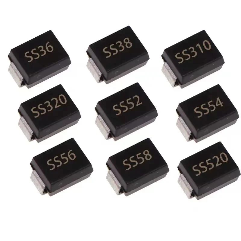 Diode Schottky SMB SS14 SS24 SS32 SS34 SS36 SS38 SS54 SS56 SS210 SS310 SS510 RS2M RS3M ES3D ES2J ES3J ES2D ES2G ES3G SMD, 50 pièces