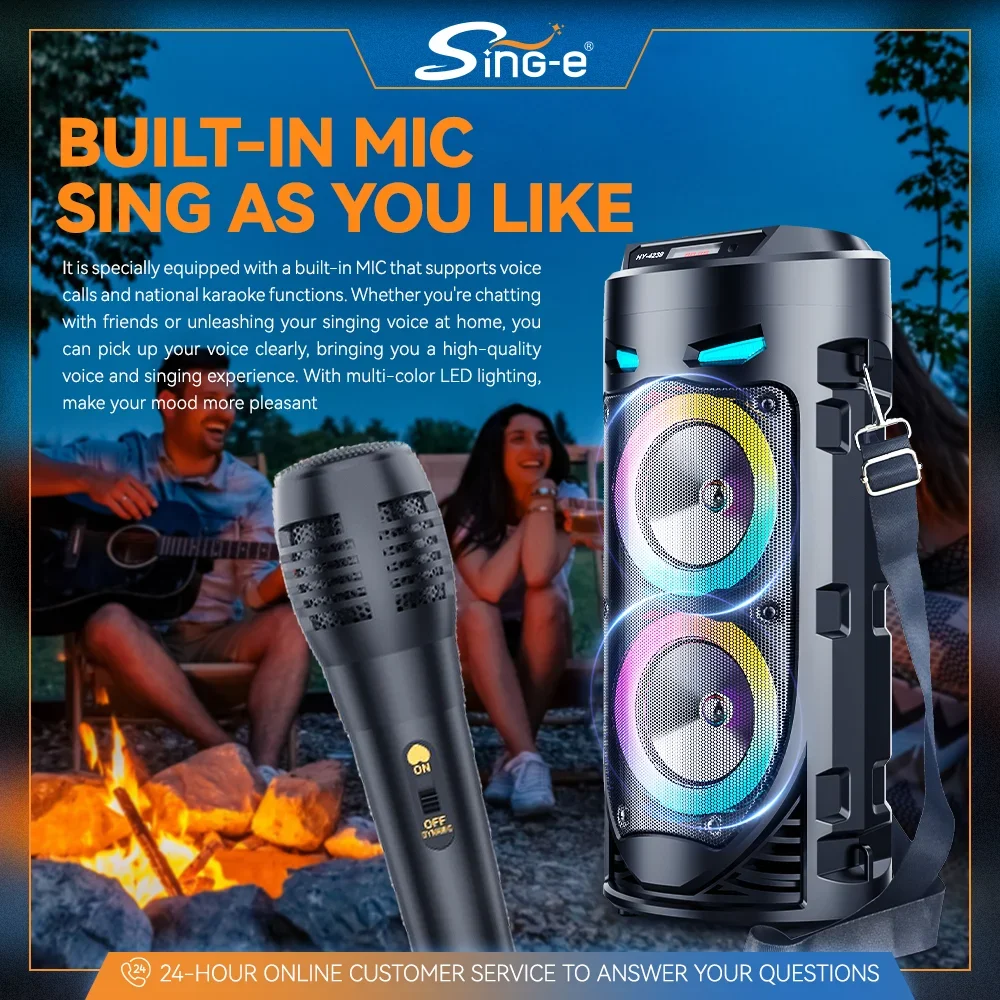 

Большой квадратный танцевальный портативный Bluetooth-динамик, светодиодный цветной свет, звуковая панель, колонка, звуковая коробка KTV, беспроводной сабвуфер, HiFi бумбокс