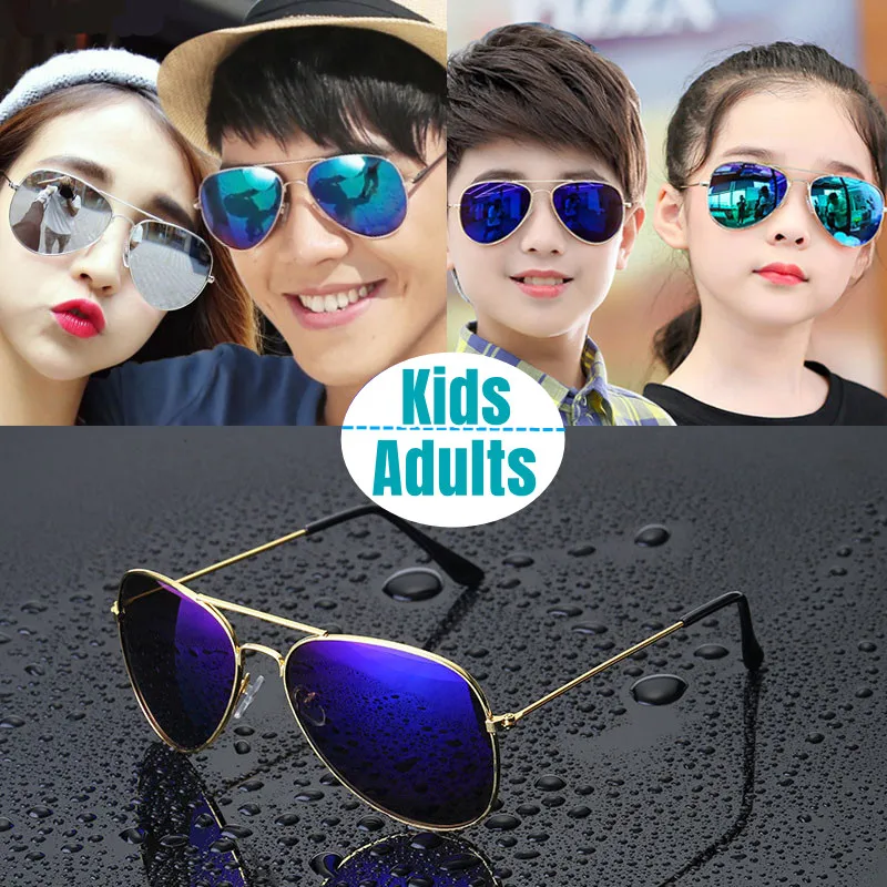 Fashion Parent-child Sunglasses Kids Adult Outdoor Travel Round Pilot Sun Glasses Unisex Children Vintage UV400 Shades Eyewear