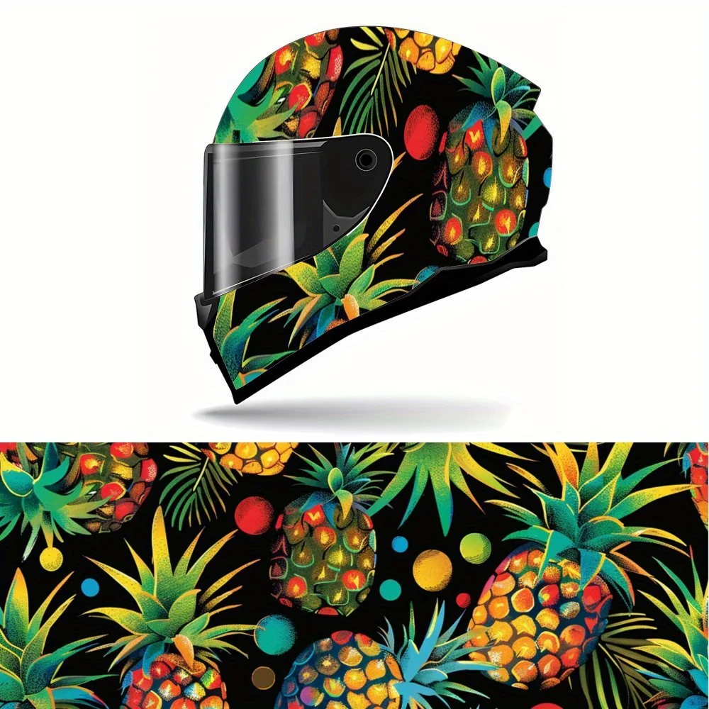 

Eye Catching Pineapple Motif Full Face Vinyl Motorcycle Helmet Decorative Sticker Waterproof Self-adhesive Gift for Motorcycle E