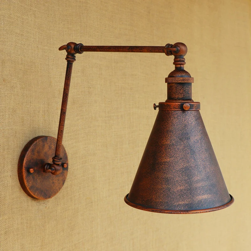 

Retro Loft metal wall lamp bulb adjustable 4 sizes Lamp arm industry iron lampshade for living room bedroom bar