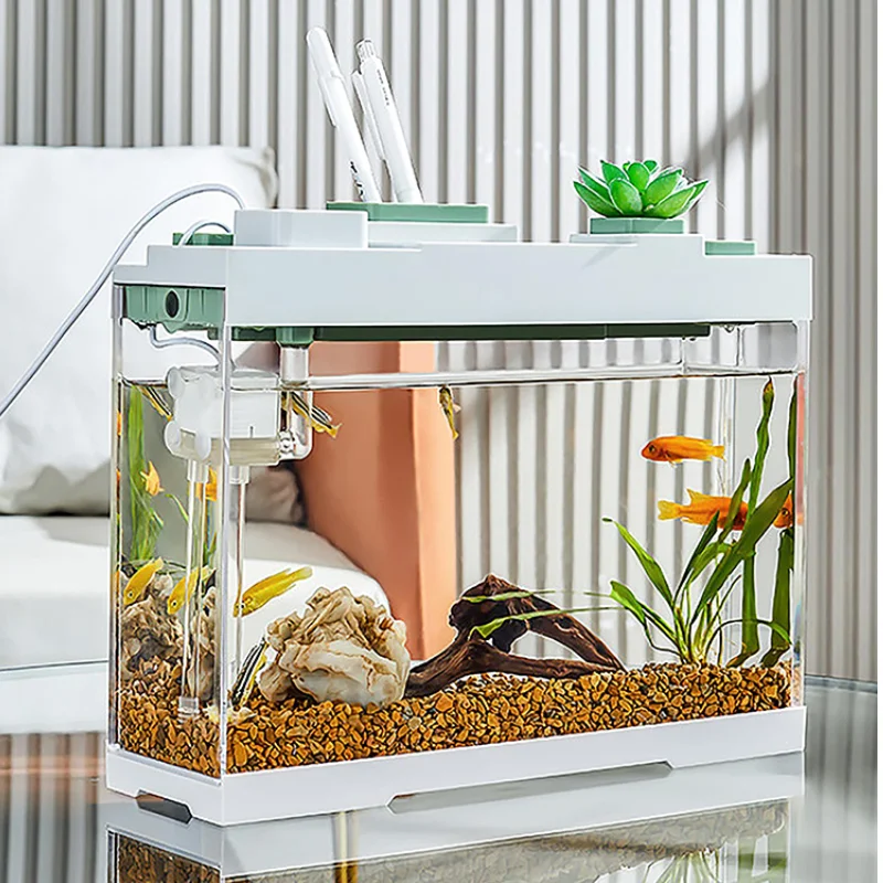 

Acrylic Small Ecological Aquarium Home Living Room Landscaping Fish Tanktransparent High-Definition Fish Tank with Light Filter