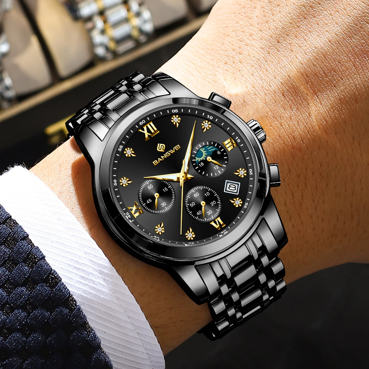 New Mens Watches LIGE Top Luxury Chronograph Waterproof Quartz Watch for Men Moon Phase Luminous Men Wristwatches Relojes Hombre