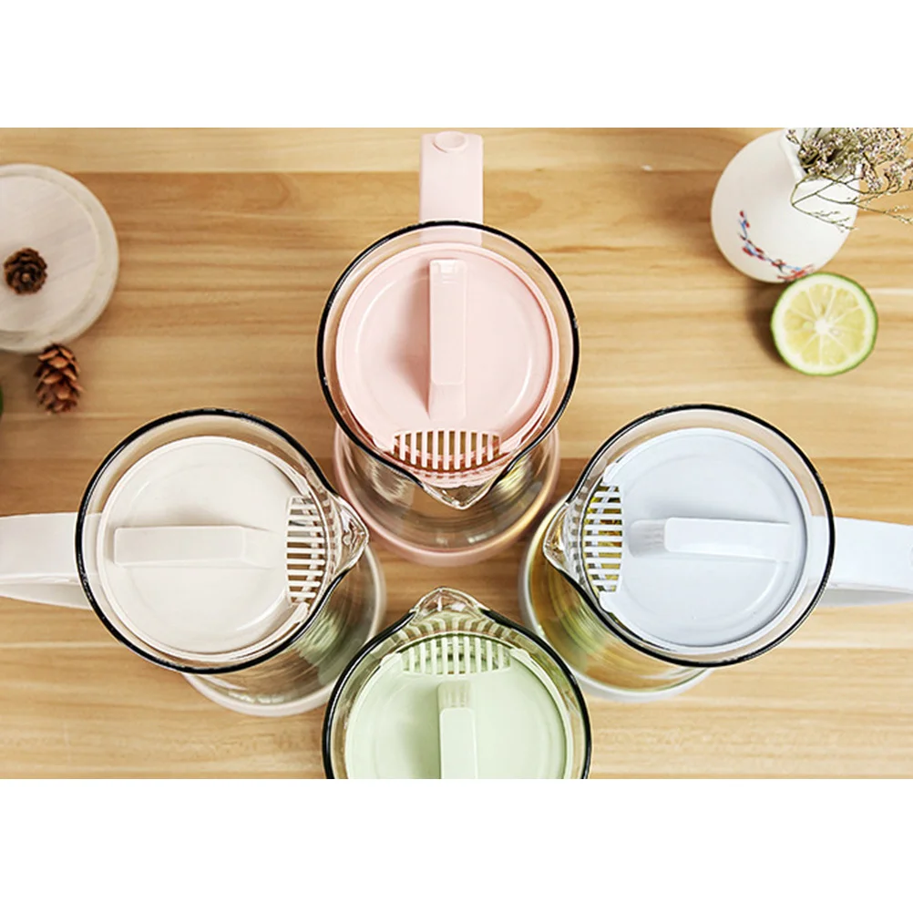 

1200ml Elegant Glass Water Pitcher Drip Free Mouth Plastic Lid Ideal for Hot Cold Beverages Tea Juice Coffee Serving