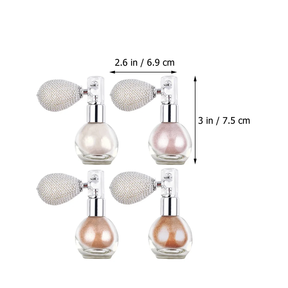 4 قطع من بودرة هايلايتر لامعة لشعر الجسم، رذاذ لامع، مكياج محمول للنساء لحفلات الزفاف والحفلات الراقصة والنوادي