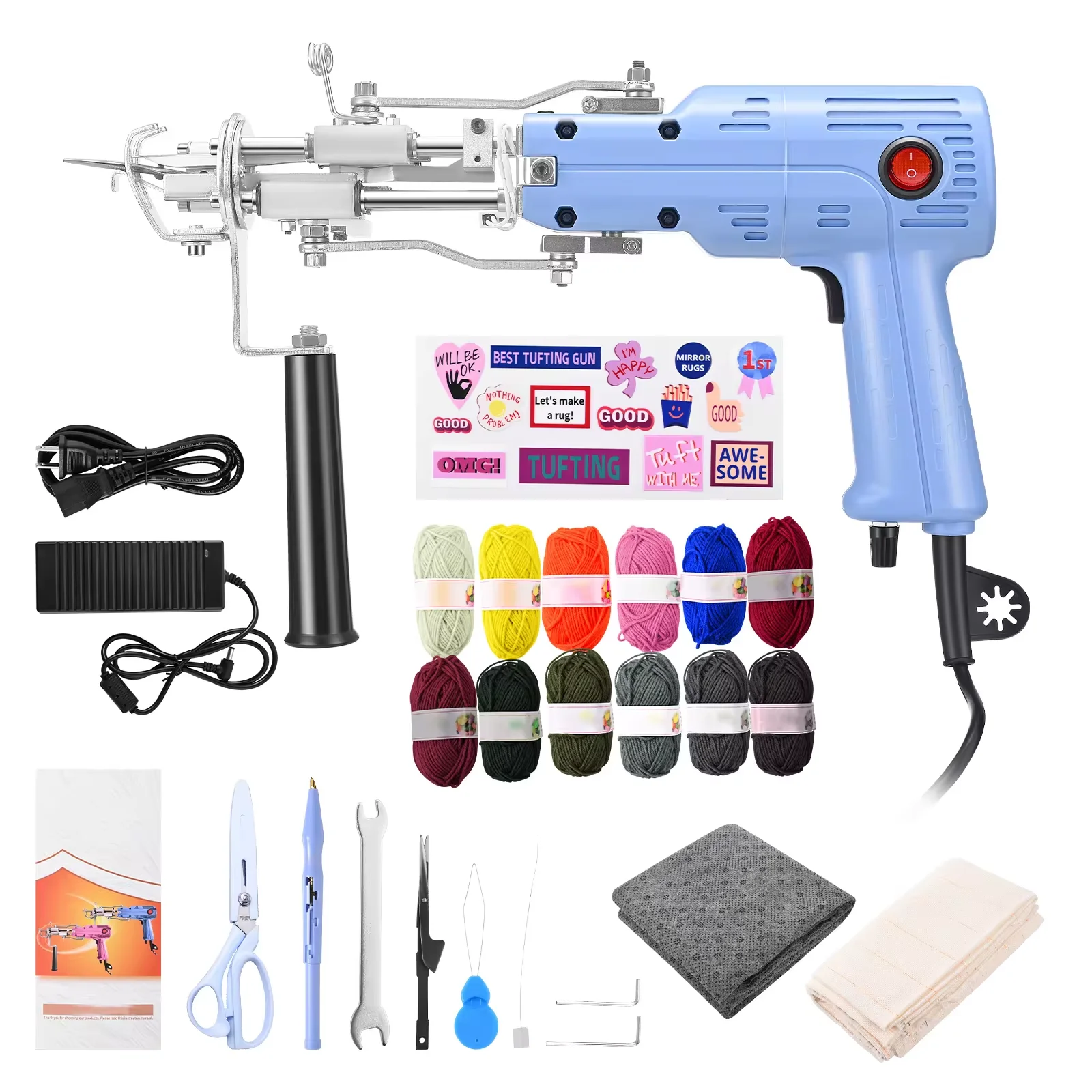 Upgrade Tufting Gun 2 in 1 Tufting Carpet Loop Cut Pile Rug Gun Machine Starter Kit, Electric Carpet Tufting Kit for Rug Making