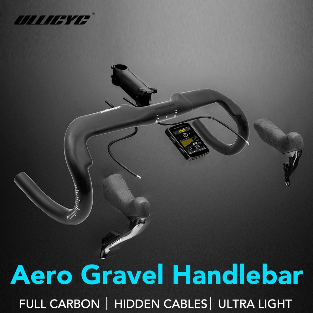 

ULLICYC T1000 Aero Gravel Handlebar Black Matt Half Internal Routing Road Bicycle 340mm/360mm/380mm Gravel HandleBar Cyclocross