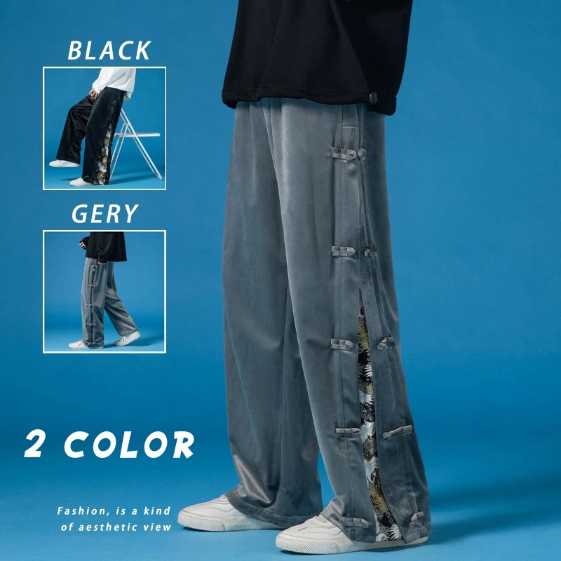 Style chinois surdimensionné hiver pantalon hommes vêtements grande taille Joggers Kung Fu pantalon à jambes larges Style ethnique Baggy pantalon pantalon