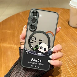 Magnetic For Magsafe Lovely Panda Case For Samsung Galaxy S24 Ultra Capa S25 Ultra S23 S22 S21 FE A15 A25 A35 A55 A56 A54 5G