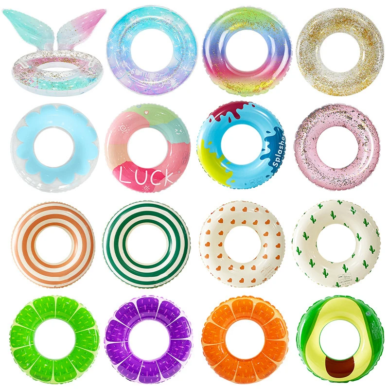 Transparent Glitter Pool Foats Swimming Ring Adult Children Inflatable Pool Tube Giant Float Boys Girl Water Fun Toy Swim Laps