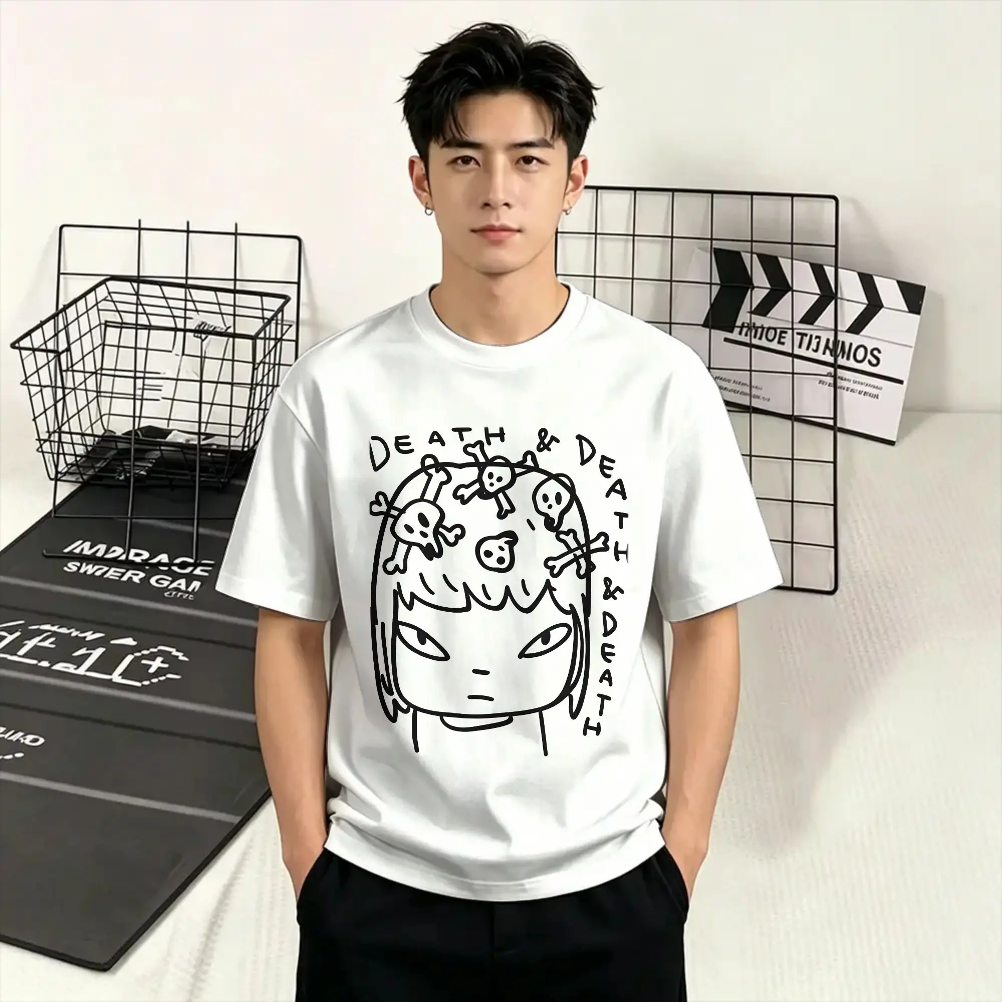 Harajuku T Shirt Summer Yoshitomo Nara Popular T-Shirts  100 Cotton Tee Shirt for Adult Y2K Retro Design Short Sleeve Tops