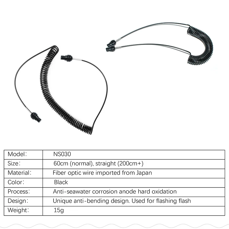 Cabeza de bola de Cable de fibra óptica de múltiples núcleos para buceo, carcasa de cámara Sea & sea Ys D3 D2 Inon S-2000 Z330, linterna