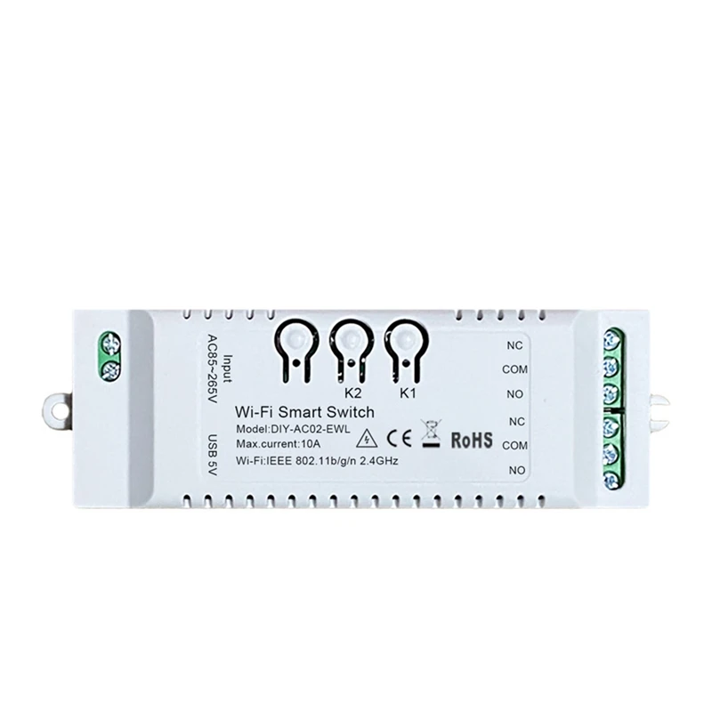 2CH WiFi Smart Switch DIY APP 85-265V USB 5V 2.4G WiFi Home Automation Module for Alexa Home