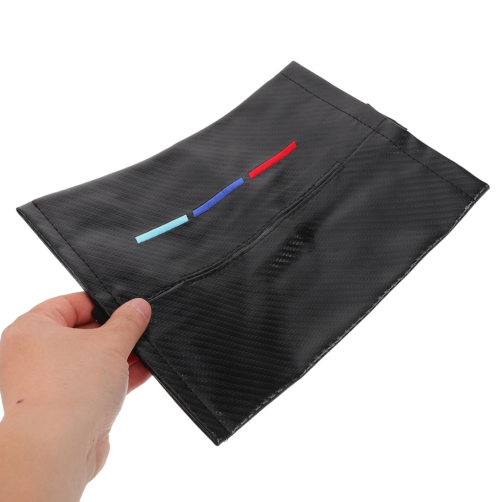 

Carbon Fiber Pattern Car Tissue Box Seat Back Holder Modern Black Interior Dispenser Stylish Texture Space Efficient