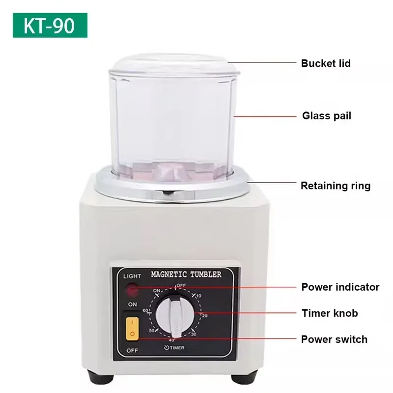220V Mini Magnetic Tumbler Jewelry Polishing Machine Gold Silver Precision Parts Surface Finisher