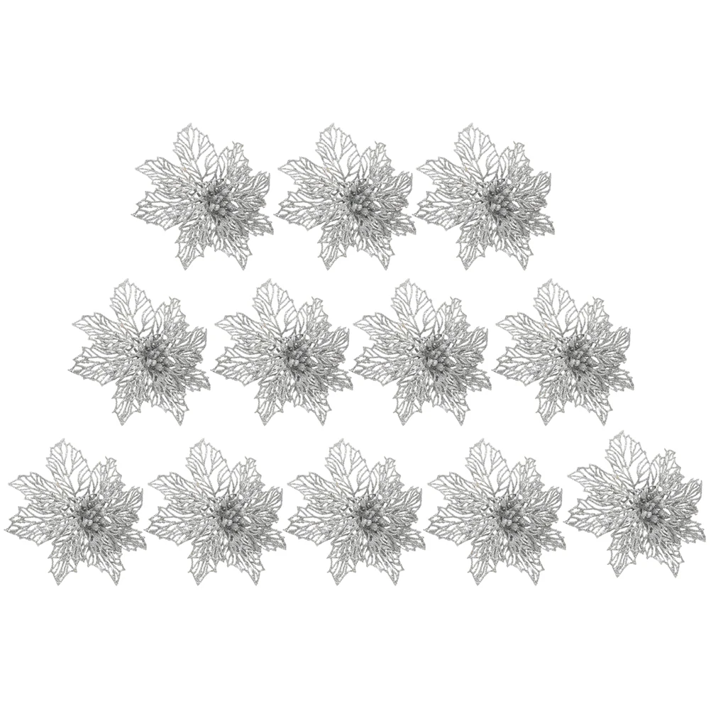 

12 Pcs Christmas Flower Ornaments Decoration Fake Decorative Accessories Xmas Artificial Pe Flowers