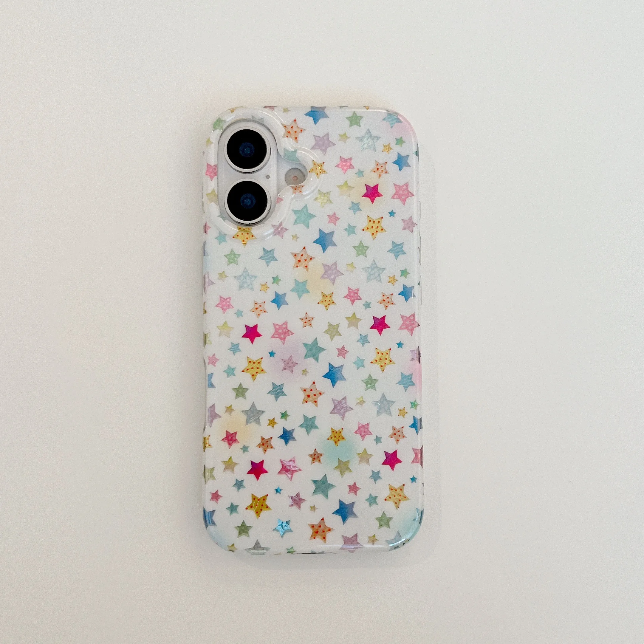 Künstlerische Dopamin-Farben Glitzernde Sterne Muster Schutzhülle für iPhone 17 16 15 14 13 Pro Max Rückseiten-Handyhülle Capa