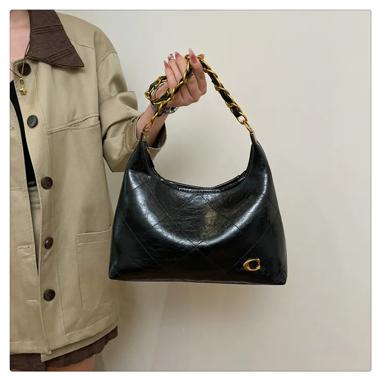 

2025 Women’s Premium Messenger Bag - Niche Chain Design, Underarm/Shoulder