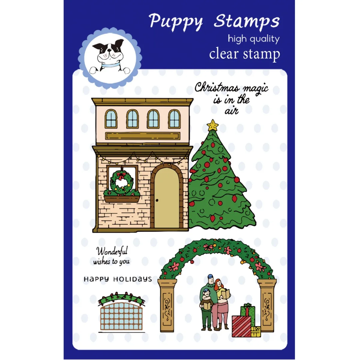 PUPPY STAMPS Christmas House Tree 2023 New Clear Stamps Metal Cutting Dies for Making Card Scrapbook Embossed Paper Album Diy