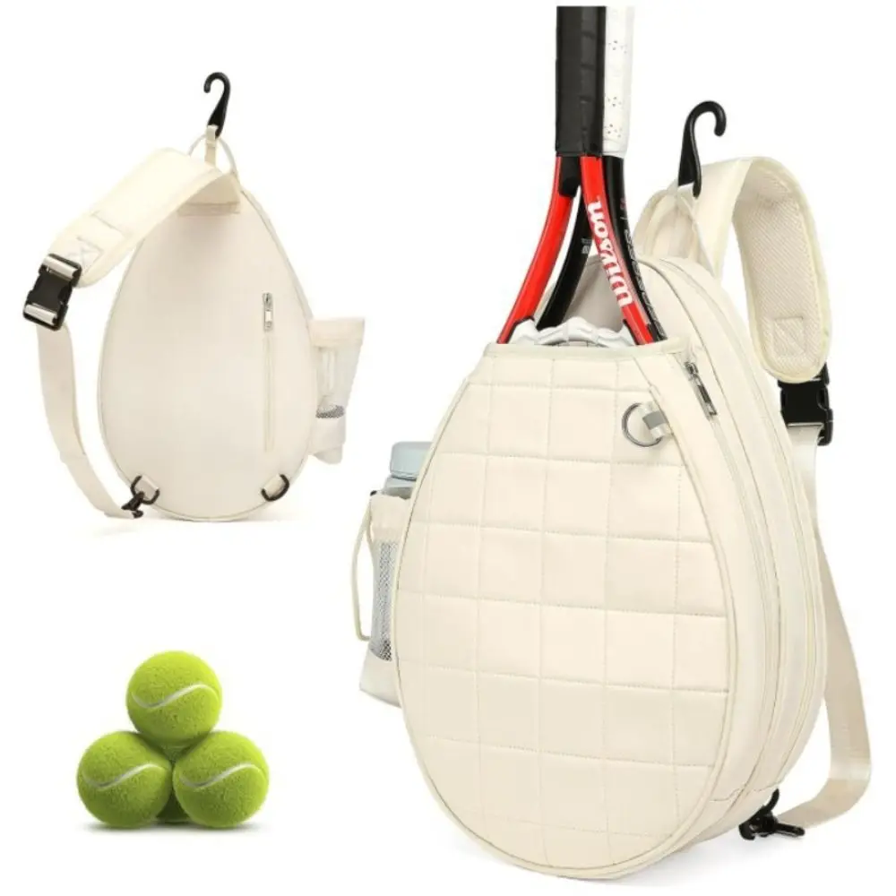 Crossbody Tennis Racket Bag Large Capacity with Water Bottle Holder Tennis Crossbody Bag Pure Color Beauty Sports Fitness Bag