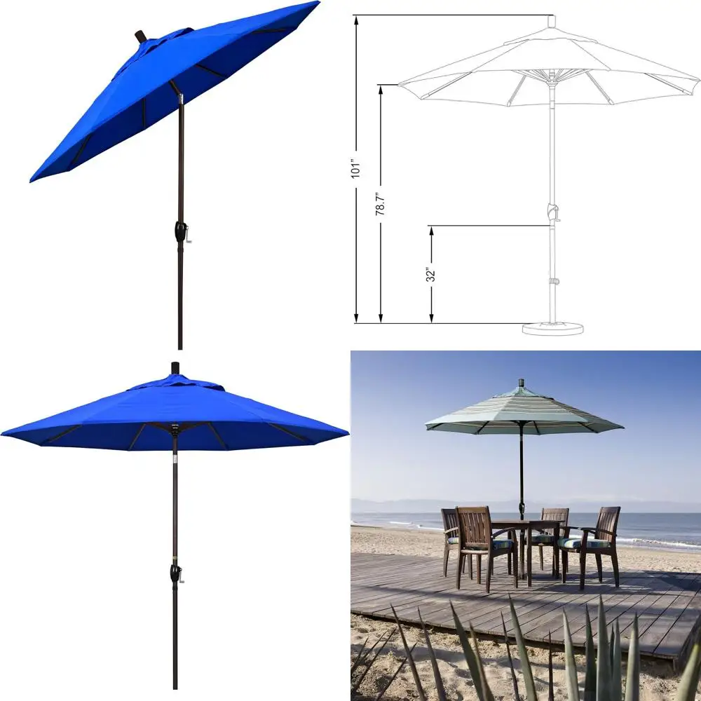 

Зонт-парасоль круглый 9 футов с ручным подъемом и кнопкой наклона, бронзовый стержень